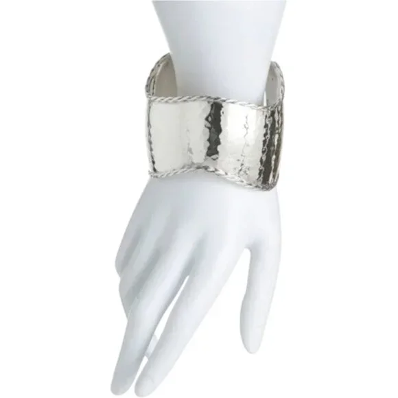 SEED & SAGE Silver Made In Mexico Sterling Silver Hammered Abstract Cuff - Picture 2 of 2